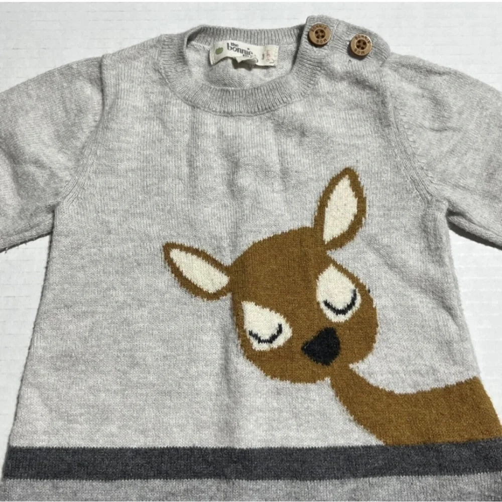 The Bonnie Mob soft cotton/cashmere deer romper 0-3 months heirloom quality
